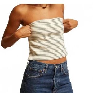 perfectwhitetee Cream and Black Striped Tube Camisole